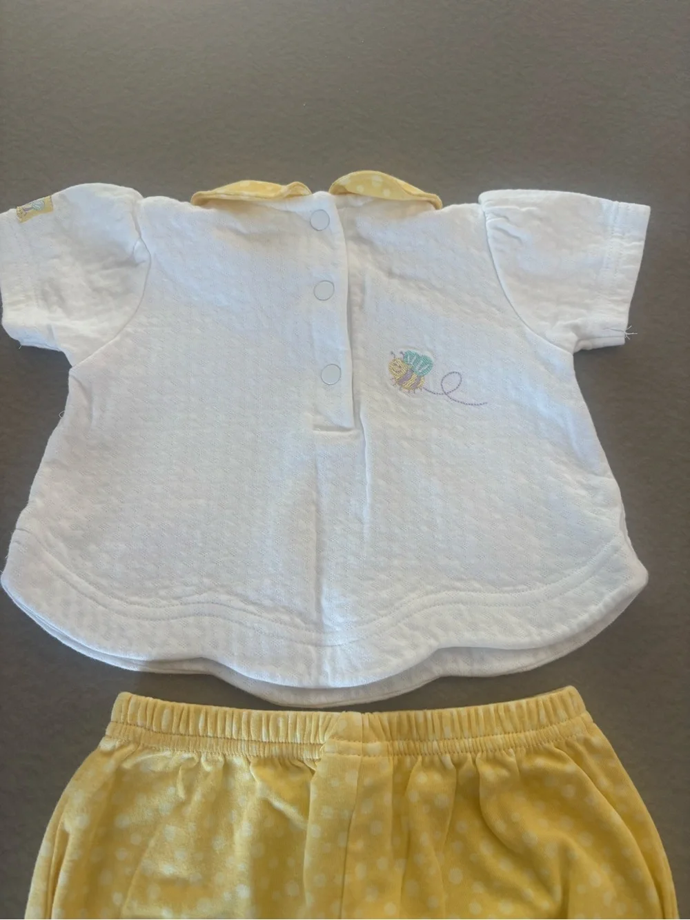 Vintage Okie Dokie Yellow & White Floral Baby Short Set - Unbranded